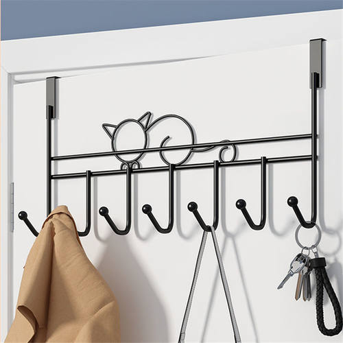 猫咪门后挂钩免打孔小猫挂衣架门上挂架墙上壁挂子强力无痕衣帽钩