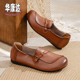 女牛筋平底休闲舒适老人皮鞋 华康达真皮妈妈鞋 软底软面中老年单鞋