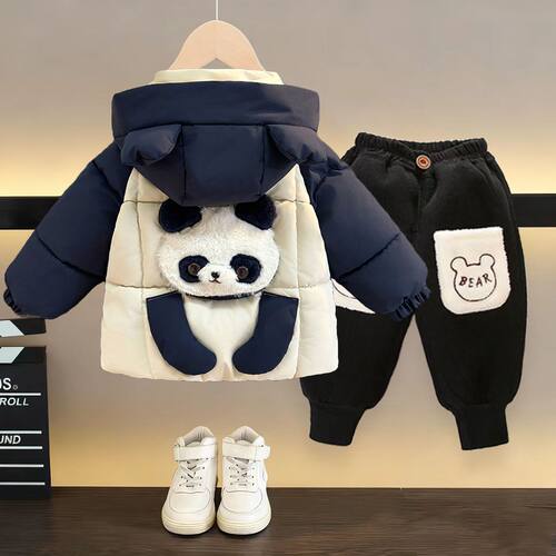 德国男童羽绒棉服套装新款耐脏冬装儿童加绒加厚冬季外套女宝宝两