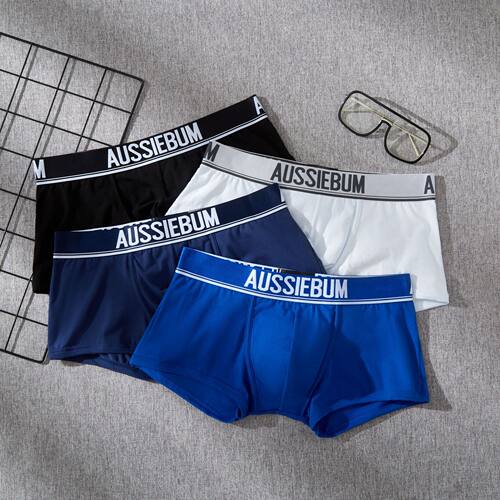新款aussiebum平角内裤纯棉低腰舒适透气吸汗平角青年裤衩四角裤