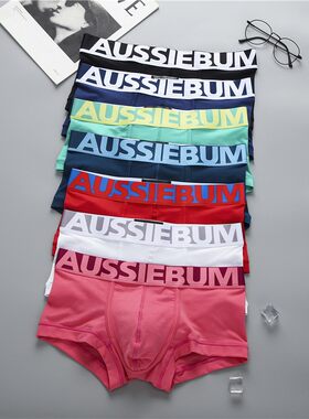 aussiebum男士平角内裤U凸显大性感纯棉低腰字母潮舒适吸汗裤裤衩