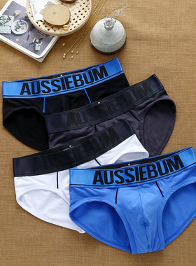 aussiebum男士三角内裤U凸显大低腰透气弹力立体囊袋贴身舒适纯棉