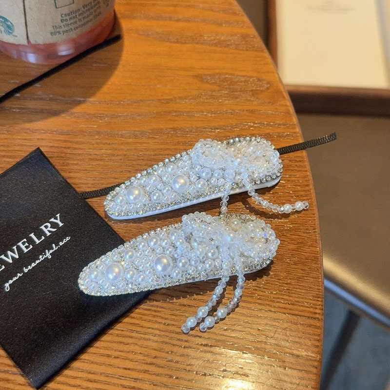 4.7号直播上新 2025韩版珍珠蝴蝶结水钻发夹后脑勺BB夹侧边夹头饰