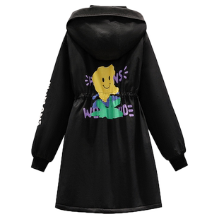 中长款加绒加厚外套女冬装新款初高中学生大码收腰夹棉派克棉服潮