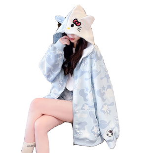 学院风甜美连帽外套少女春秋2026新款初中高中学生宽松开衫卫衣潮