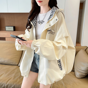 慵懒风甜酷花苞外套少女2026春秋新款初高中学生格子拼接工装夹克
