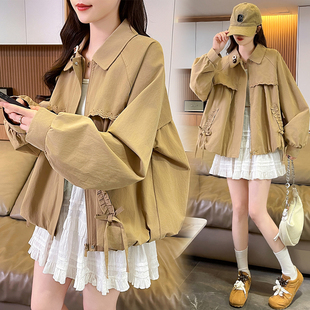 娃娃领蕾丝花边宽松外套女2026春装新款初高中学生短款夹克上衣