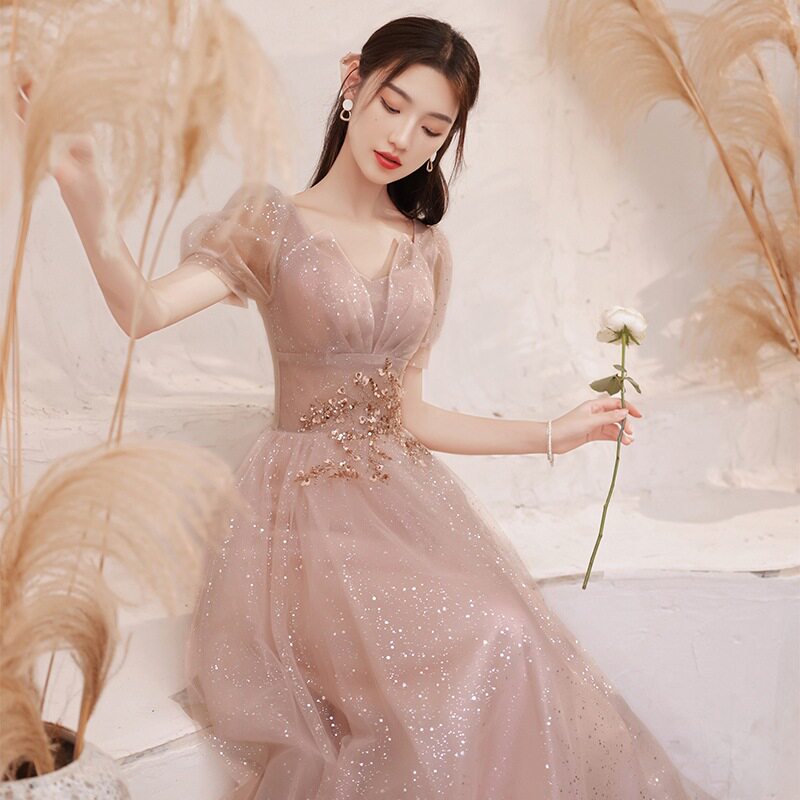 梦幻仙女长款晚礼服裙订婚生日