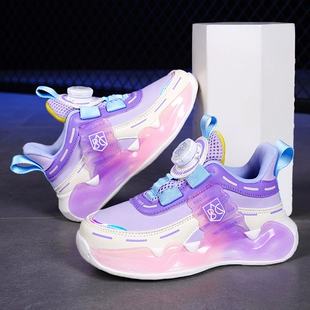 春季 运动鞋 春款 2023新款 女童鞋 儿童旋转纽扣跑步女孩中大童老爹鞋