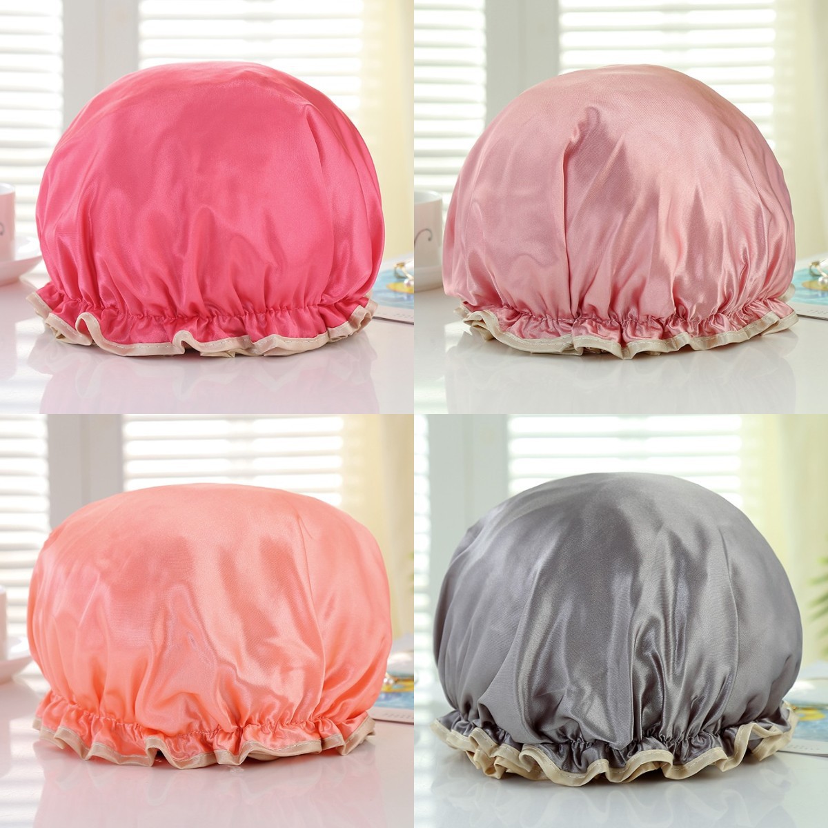 质量好的一次性浴帽双层防水浴帽一次性发帽eva防尘色丁仿真丝纯