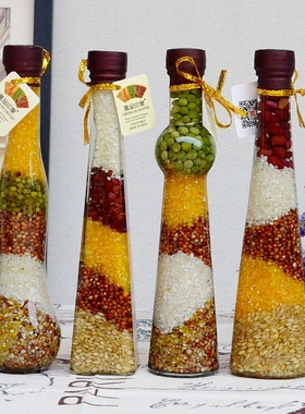 五谷丰登杂粮玻璃装饰品摆设创意酒柜摆件结婚乔迁餐厅工艺品摆饰