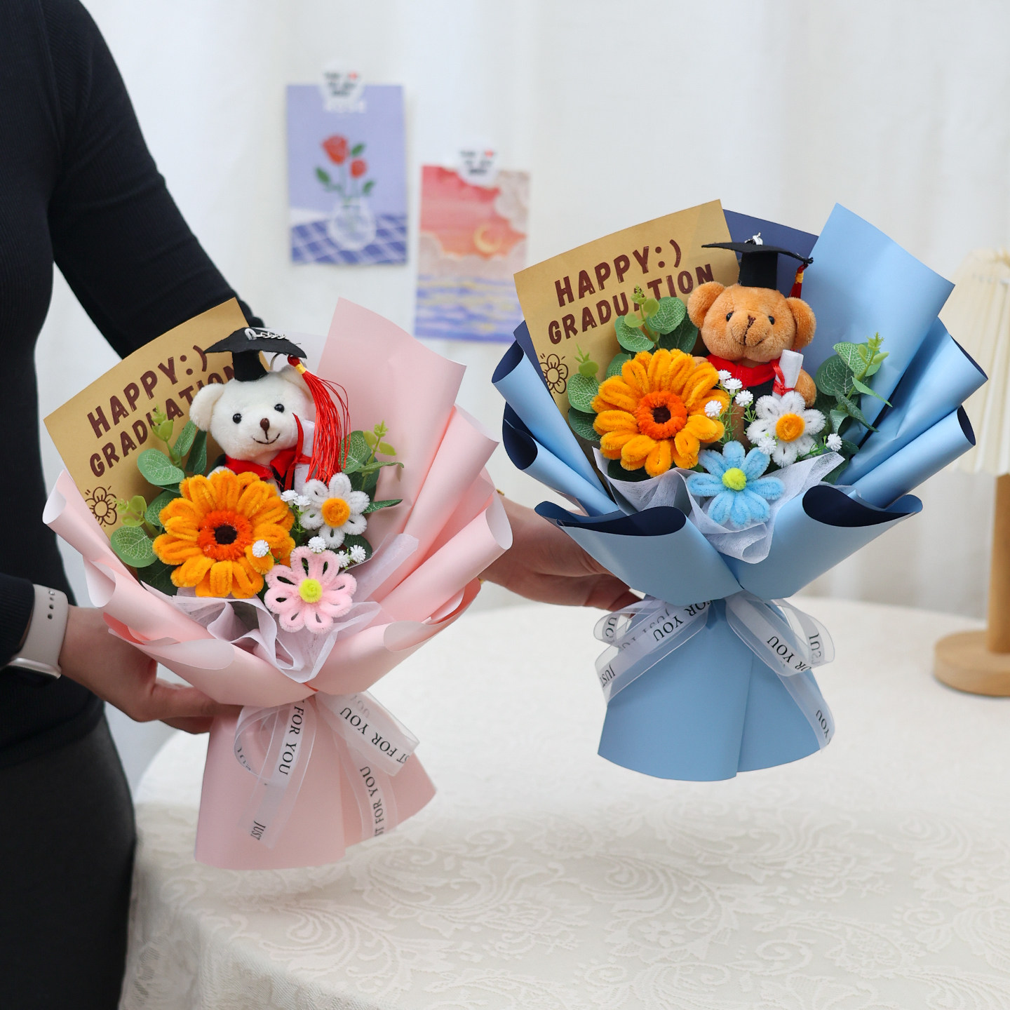 手工编织扭扭棒向日葵雏菊花束