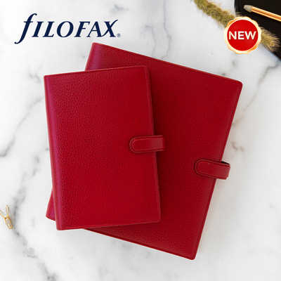 【重磅新品】英国进口Filofax Finsbury中国红真皮荔枝纹活页手帐本A7 A8活页本M5手帐迷你笔记本