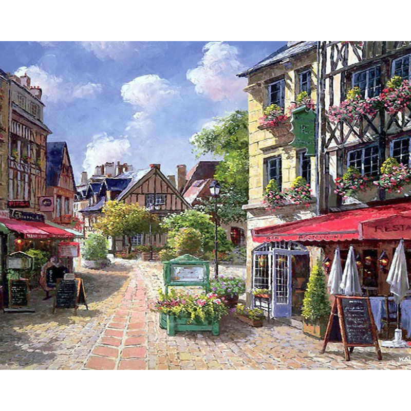 Paint By Numbers  s Children HandPainted Street Scenic Oil P