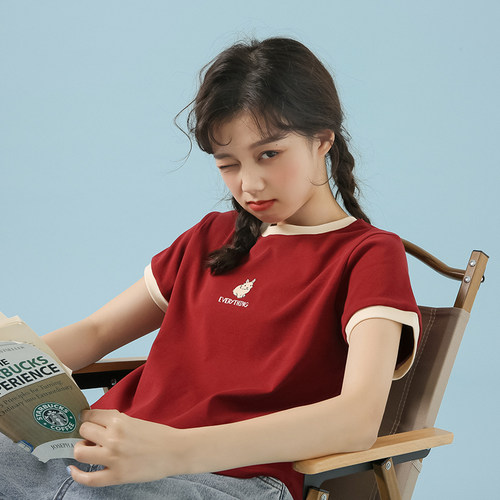 短款显高短袖新款夏季薄款纯棉女