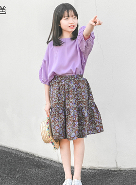 蔡爸爸童装独特裤裙 夏装女童裙子薄款碎花A字半身裙 333+517+380