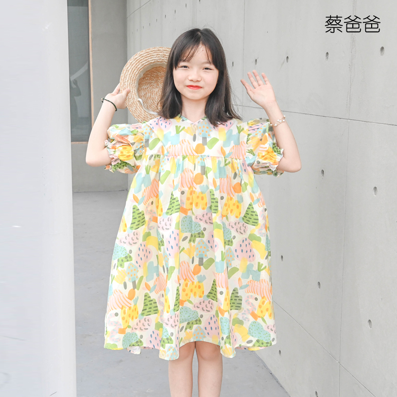 夏装清新女童少女全棉碎花连衣裙