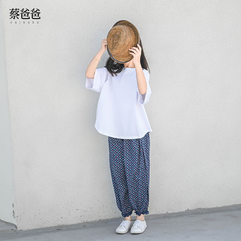 春夏装女大童法式碎花防蚊长裤