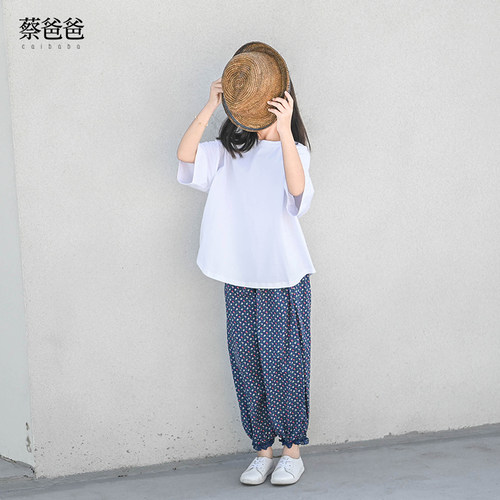 春夏装女大童法式碎花防蚊长裤