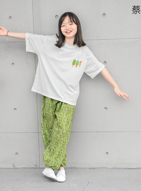 蔡爸爸夏装 白色短袖t恤 大童女孩洋气卡通冰棒宽松上衣服659+510