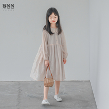 蔡爸爸原创设计童装长袖连衣裙2025新款春款女童娃娃领裙子1282