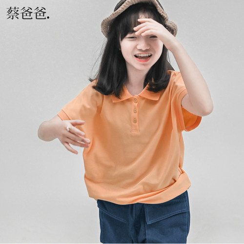 桔色短袖t恤夏季女装休闲POLO衫