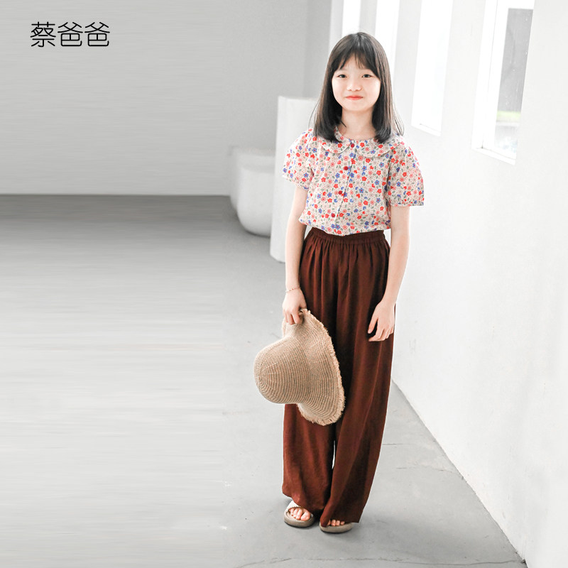 蔡爸爸童装2026夏装短袖碎花衬衣文艺百搭女童小童上衣服686+511