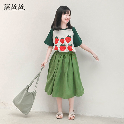 白色草莓上衣夏装女童百搭t恤