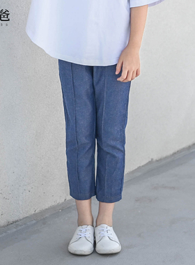 蔡爸爸童装休闲夏装女大童小脚裤百搭深蓝色紧身裤子210+958+803