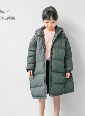 蔡爸爸童装 清新绿色羽绒服 男女童中长款外套 保暖羽绒服冬装593