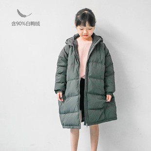 外套 蔡爸爸童装 清新绿色羽绒服 男女童中长款 593 保暖羽绒服冬装