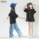 百搭夏装 子300 蓝色牛仔裤 蔡爸爸童装 女撞色薄款 阔腿长裤 882 285