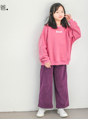蔡爸爸童装春暖花开宽松大卫衣冬款女大童少女粉色卫衣1320+1027