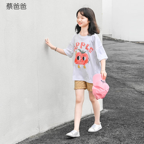短袖夏装白色T恤女童棉氨上衣