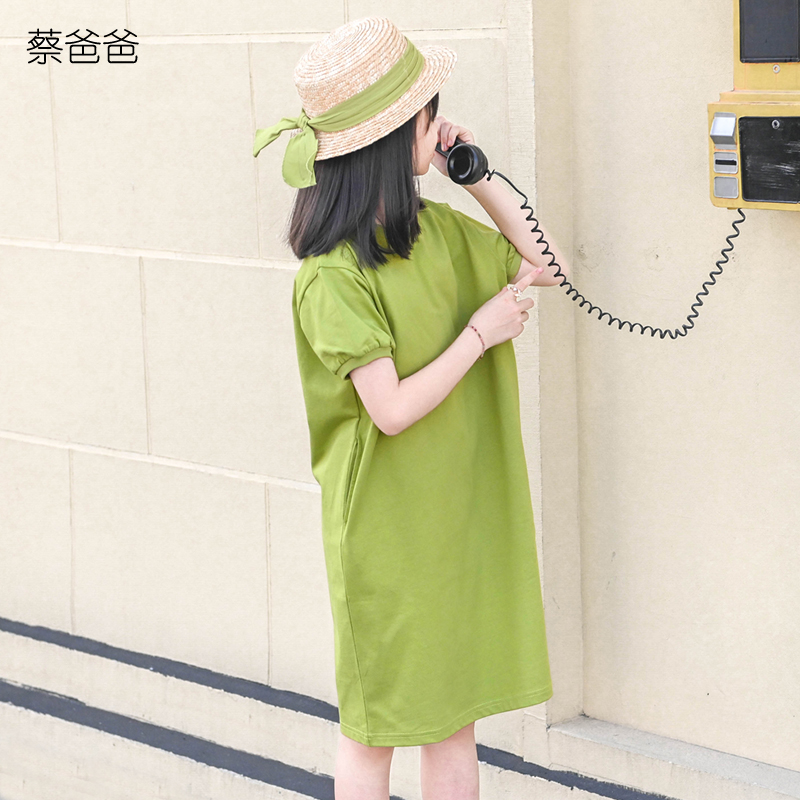 蔡爸爸夏装t恤裙短袖圆领连衣裙
