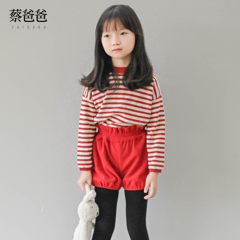 蔡爸爸童装2026秋冬女童短裤红色灯芯绒喜庆洋气厚款裤子A73+A36,童装/婴儿装/亲子装,裤子,淘宝优惠券,粉丝福利购,淘宝优惠卷