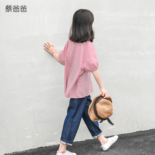 薄款夏装宽松上衣少女粉色t恤