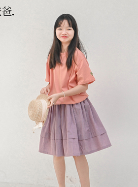 蔡爸爸童装2026新款粉色上衣夏装少女大童独特超好看t恤021+670