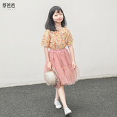 碎花衬衫 上衣服309 新款 女中童纯棉娃娃领时尚 637 夏装 蔡爸爸童装