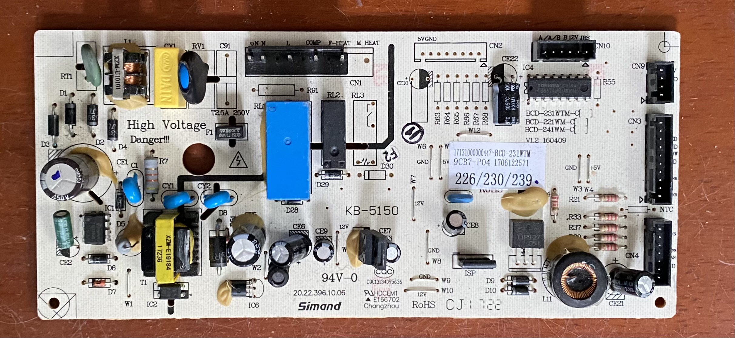 适用美的冰箱电脑板主板17131000000447控制板BCD-231WTM-C