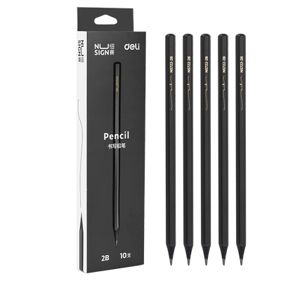 得力无铅毒高端黑木铅笔2b/hb