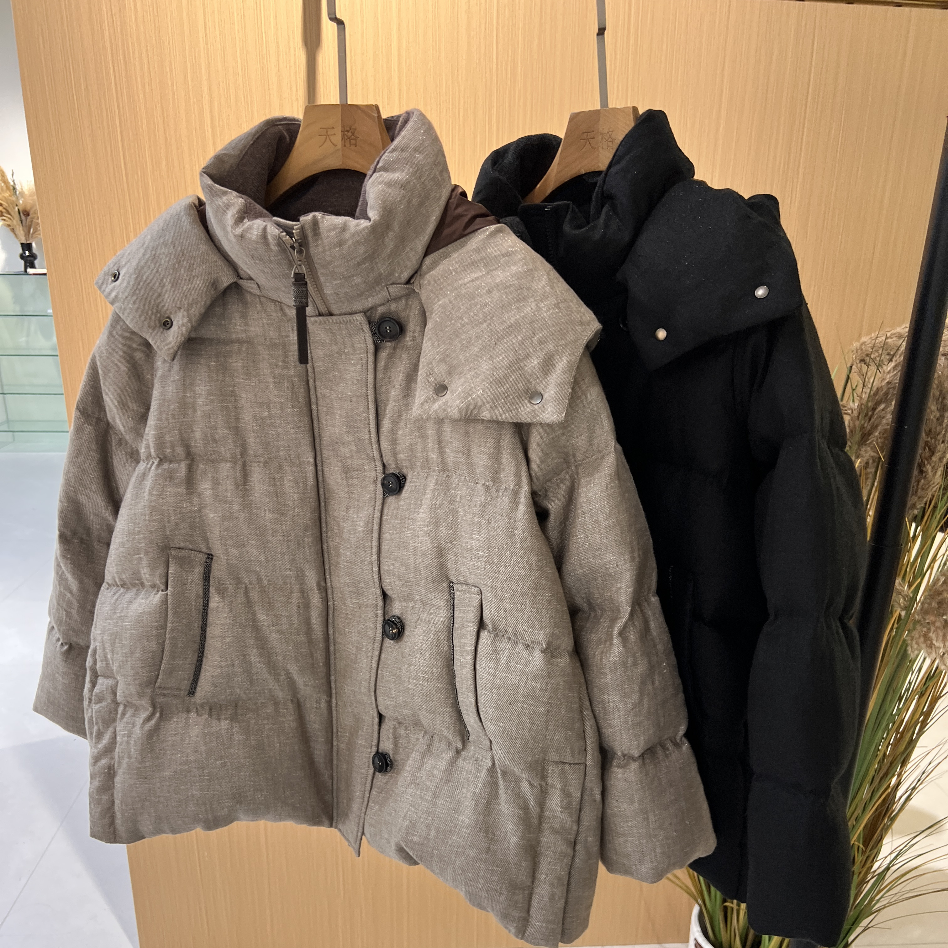 【粉红生日会】SDX轻奢女装亚麻系列新款鹅绒服连帽56020