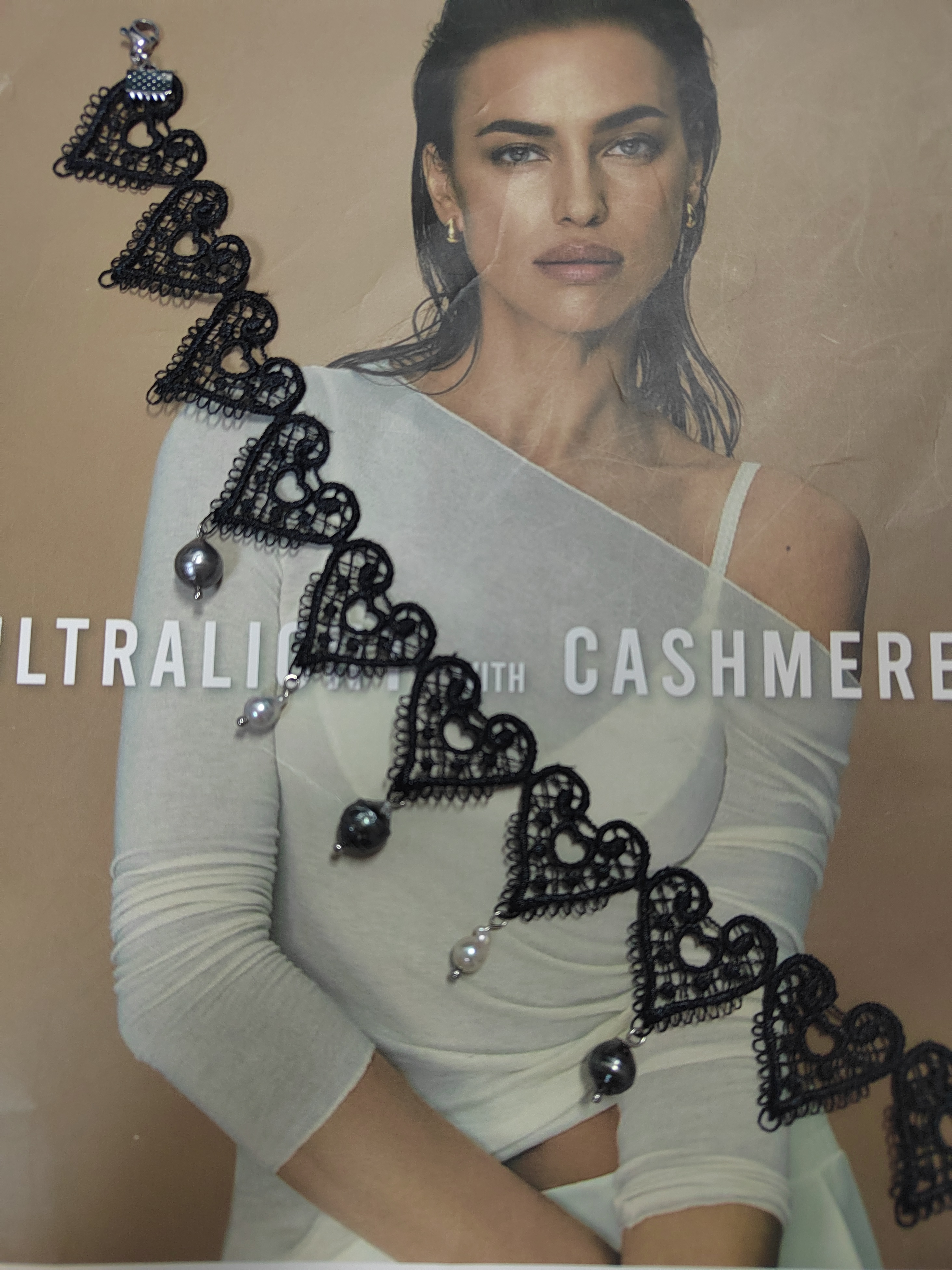 天然海水大溪地真多麻巴洛克珍珠项链黑色蕾丝颈链