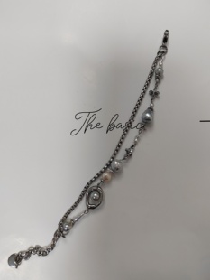 天然海水澳白蓝血凯西真多麻ak巴洛克珍珠手链钛钢手链