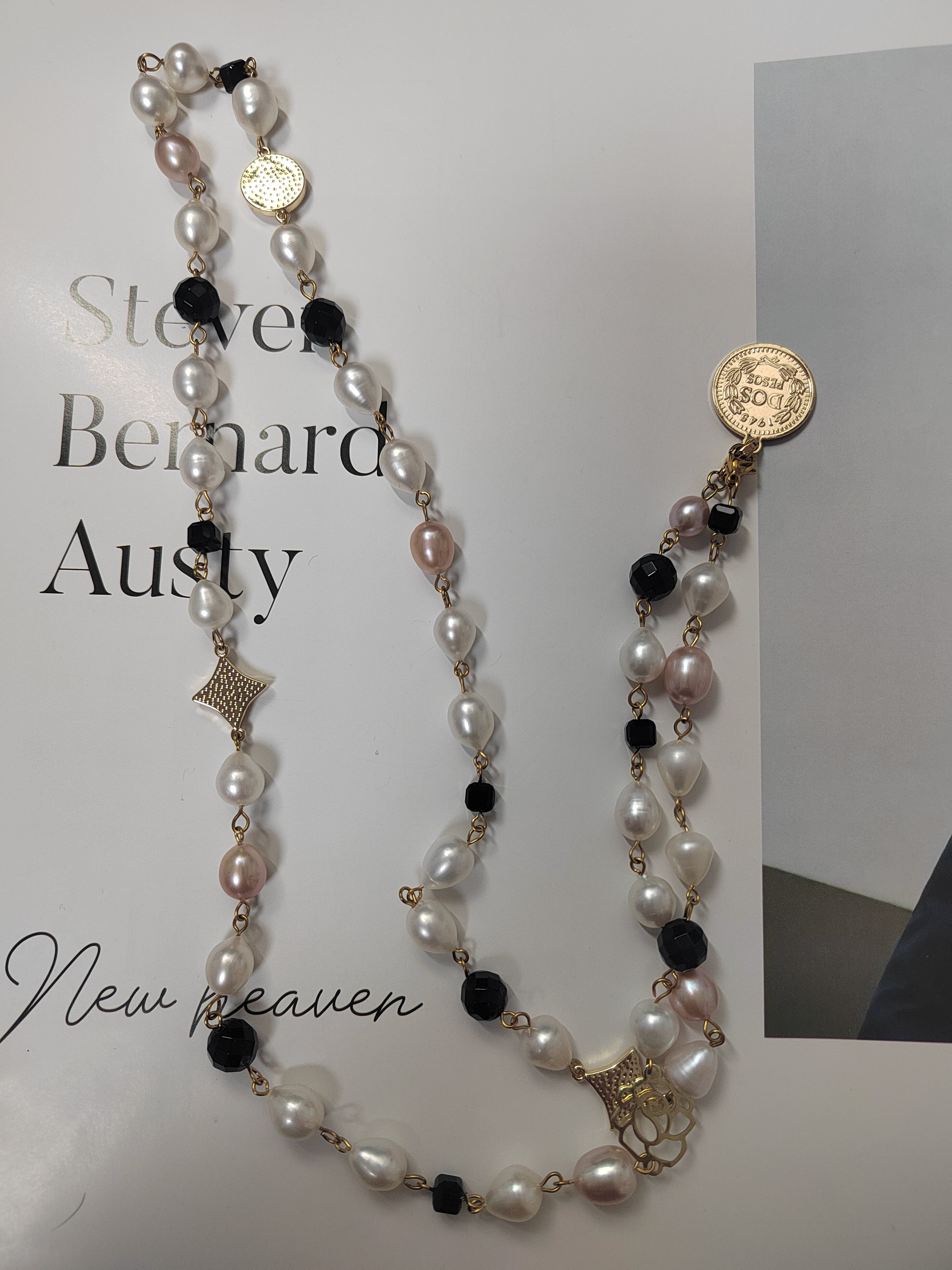 天然淡水巴洛克珍珠项链小香风珍珠毛衣链钛钢