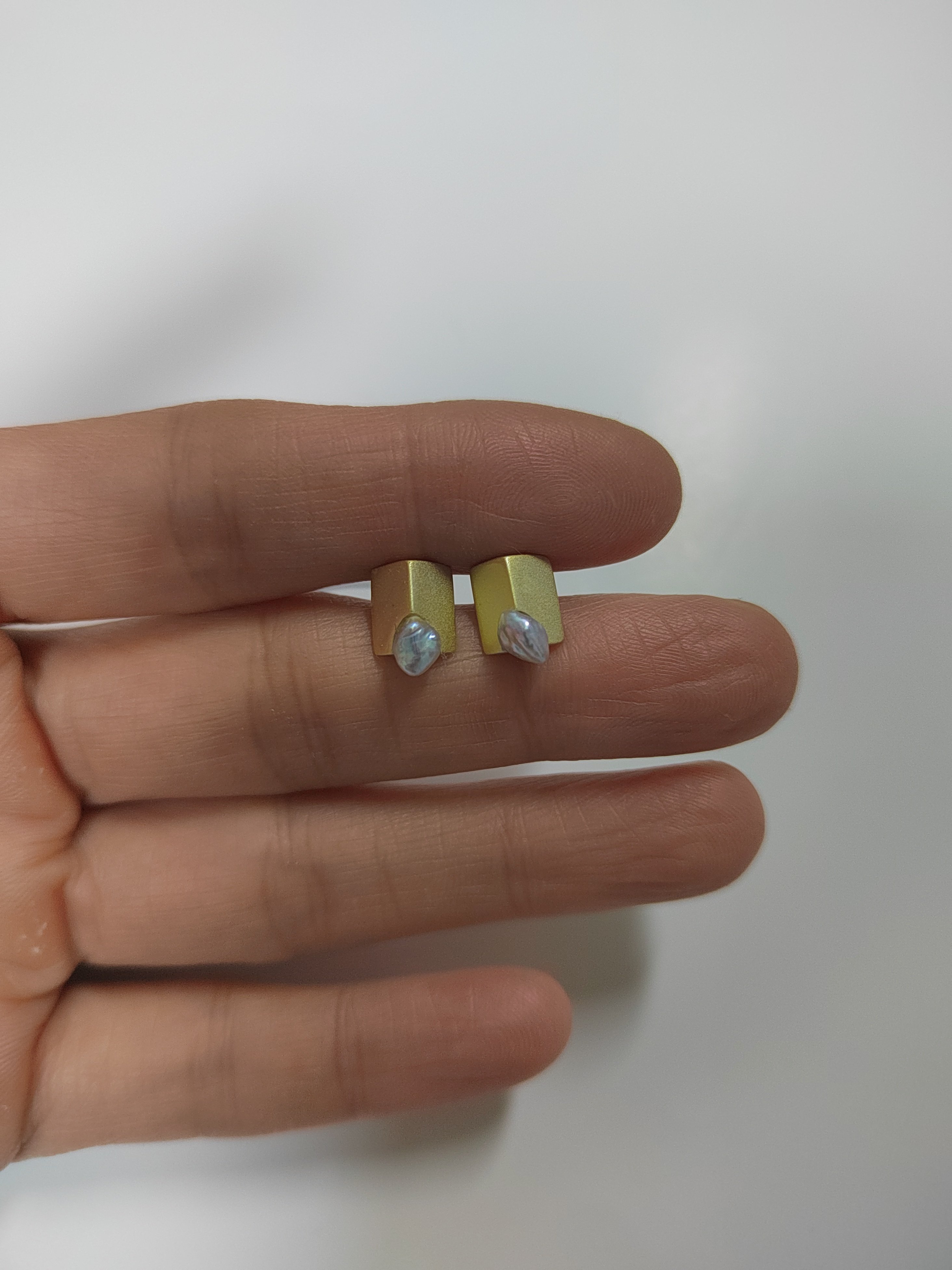 天然海水澳白蓝血凯西珍珠耳钉纯银耳钉