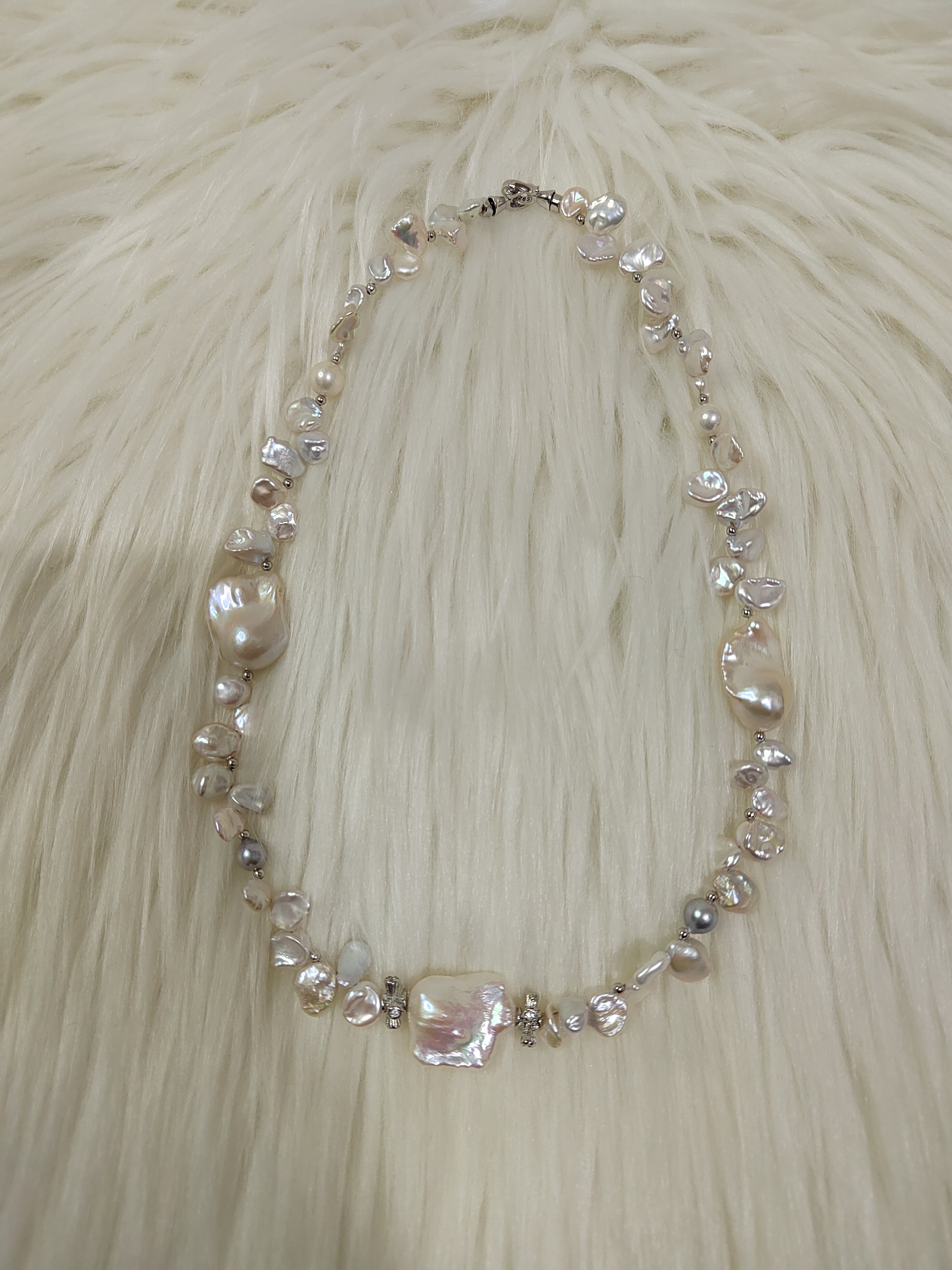 天然海水真多麻淡水大巴花瓣珍珠巴洛克珍珠项链