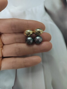 天然海水大溪地巴洛克珍珠耳环银针耳钉