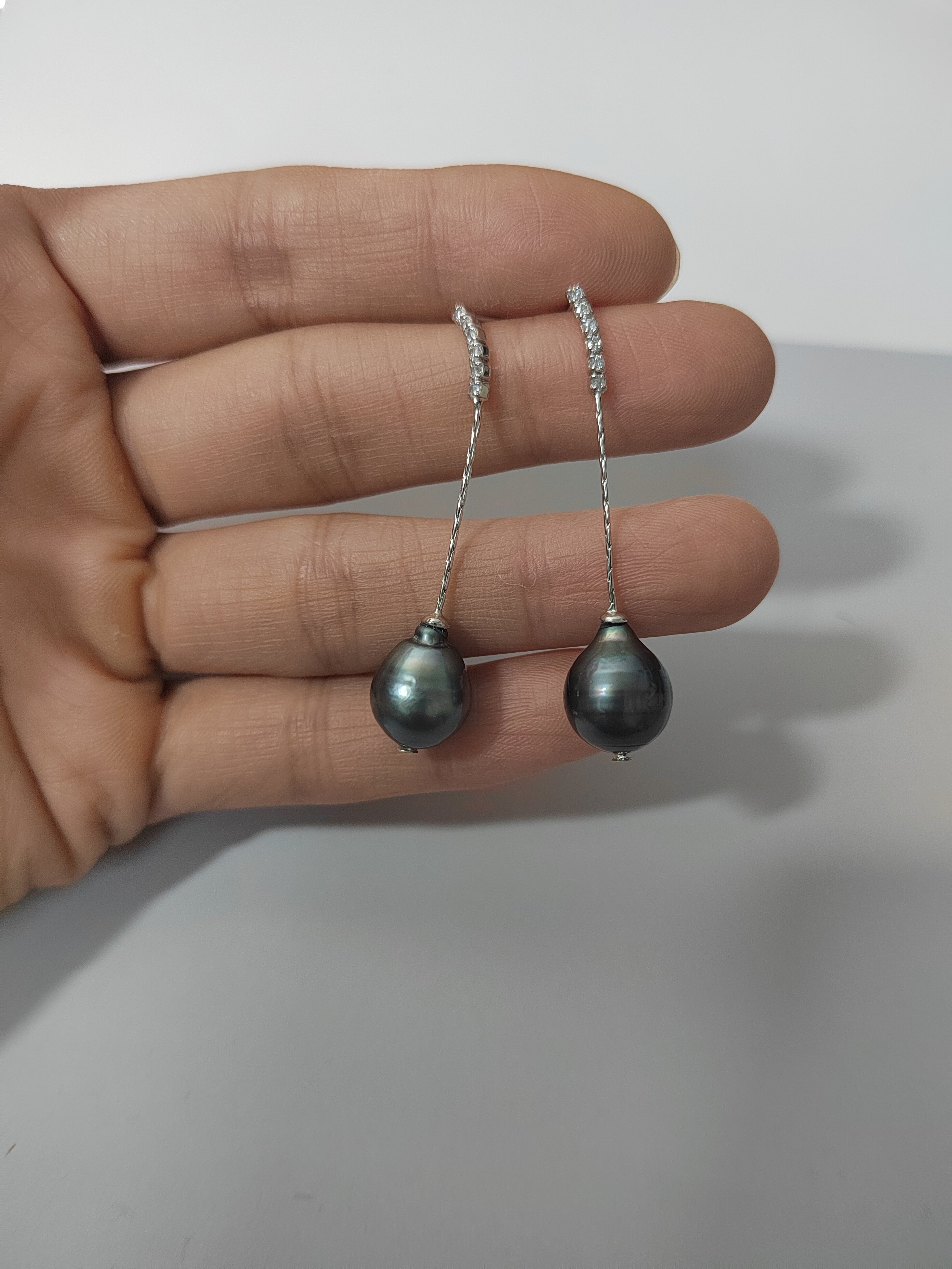 天然海水大溪地巴洛克珍珠项链纯银耳线