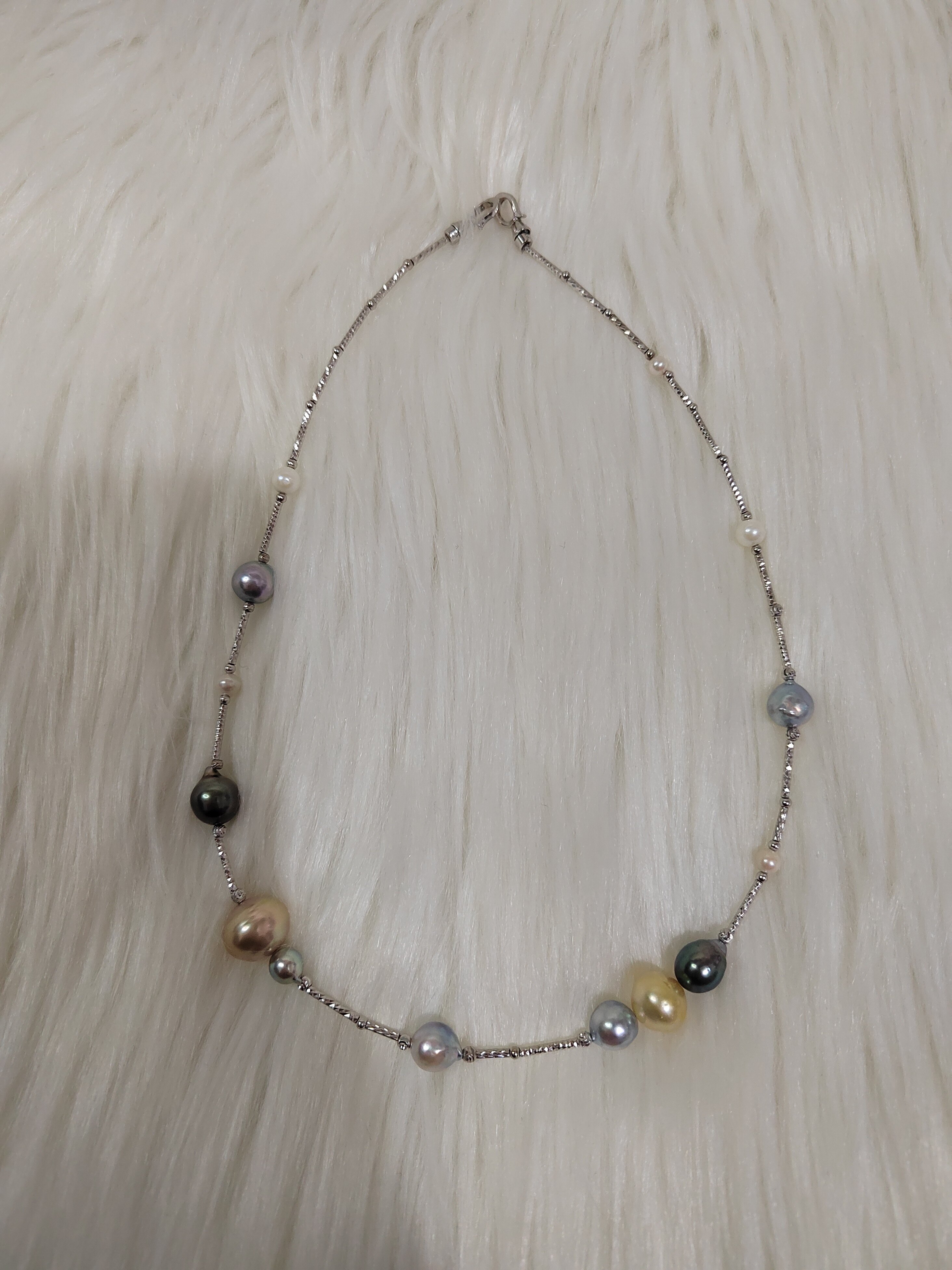 天然海水巴洛克珍珠项链金珠大溪地珍珠满天星